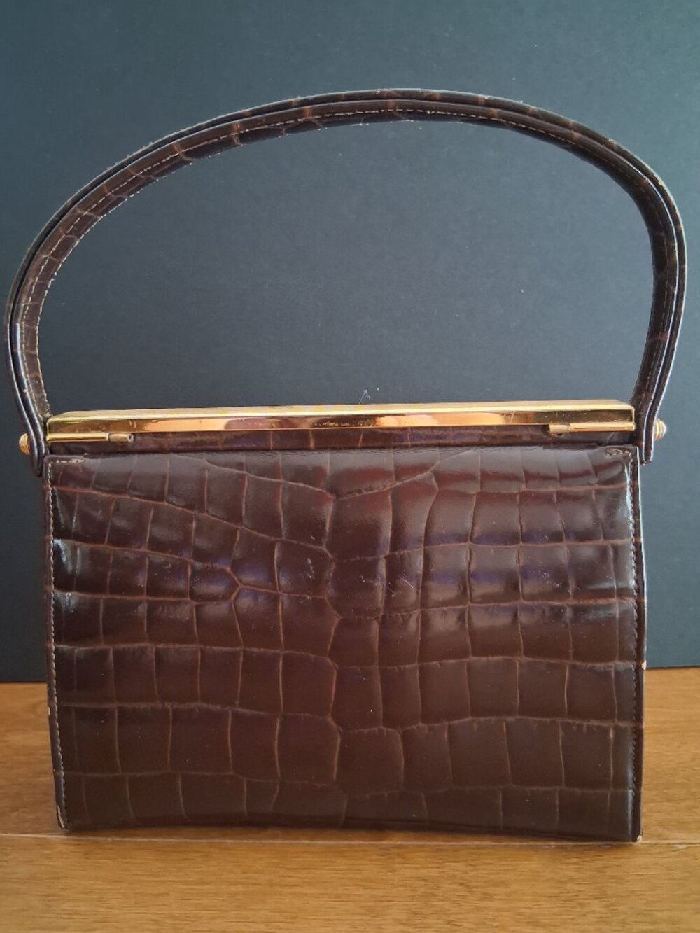 Vintage Dofan Genuine Crocodile Clutch Handbag Set – 1950s French